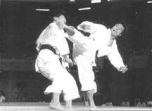 M. Yahara during a kumite demonstration.